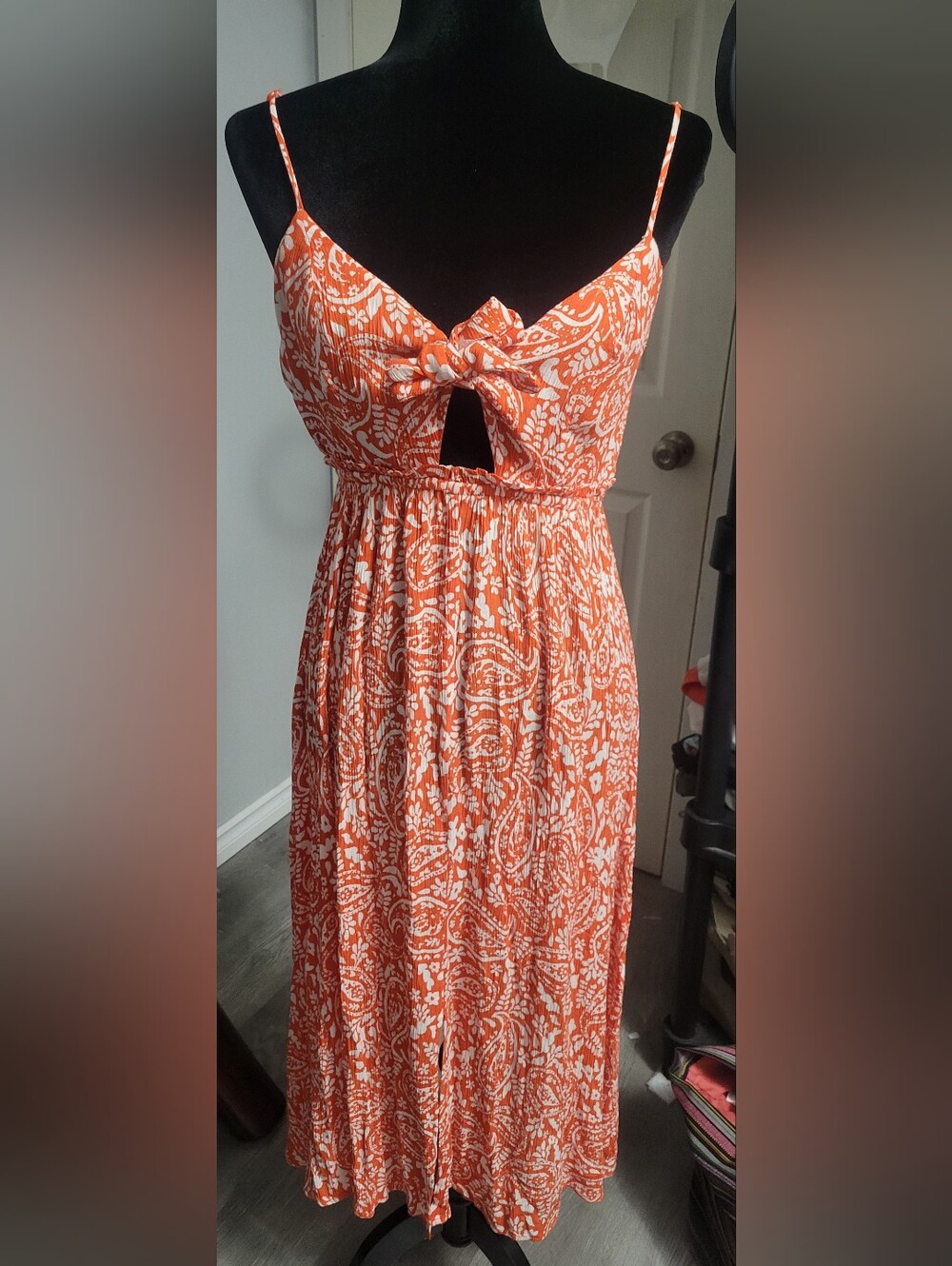 Patrons of Peace Small Orange Paisley Del Mar Maxi Dress